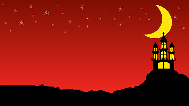 Night Sky ｜ Castle ｜ Moon --Background / Photo / Wallpaper / Desktop Picture / Free Background --Full HD Size: 1,920 × 1,080 pixels