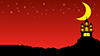 Night sky ｜ Castle ｜ Moon ――Background ｜ Free material ――Full HD size: 1,920 × 1,080 pixels