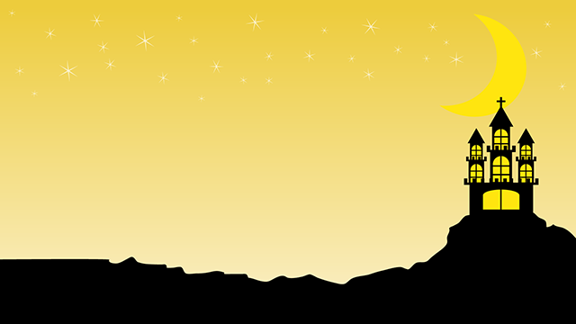 Night Sky ｜ Castle ｜ Moon --Background / Photo / Wallpaper / Desktop Picture / Free Background --Full HD Size: 1,920 × 1,080 pixels